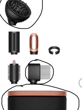 Dyson curly attachments (2 circled) and Box - airwrap NOT INCLUDED